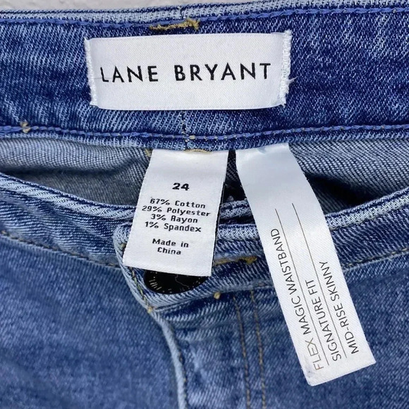 Lane Bryant Mid Rise Skinny Jeans Frayed Hem and slight distressing  24 - Picture 9 of 9